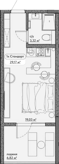 Студия, 22.35 м²
