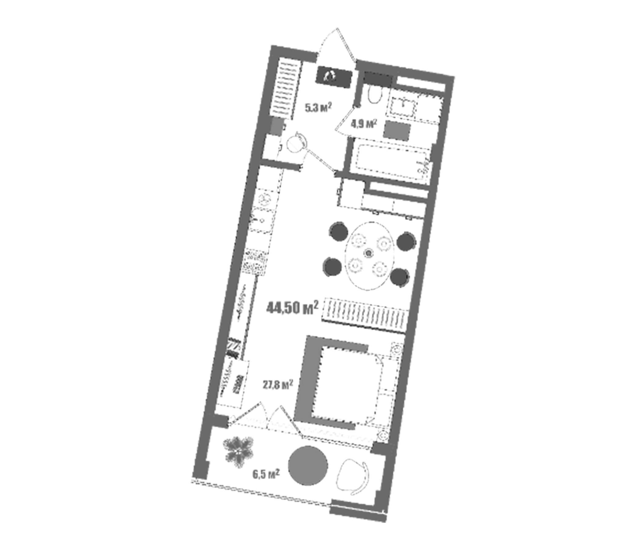 Студия, 37.26 м²