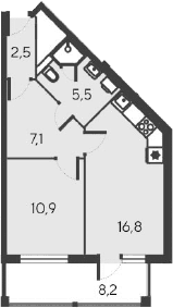 2-комн., 42.8 м²