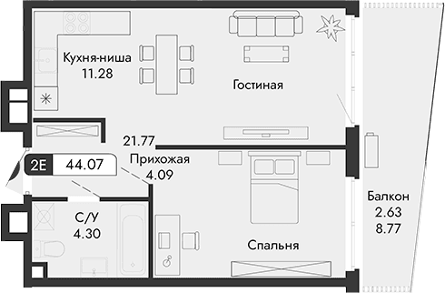 Своб. план., 41.44 м²