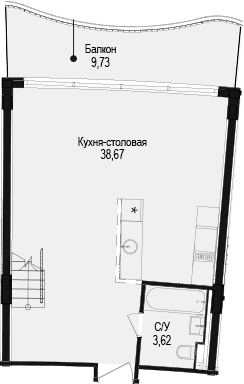 1-комн., 56.97 м²