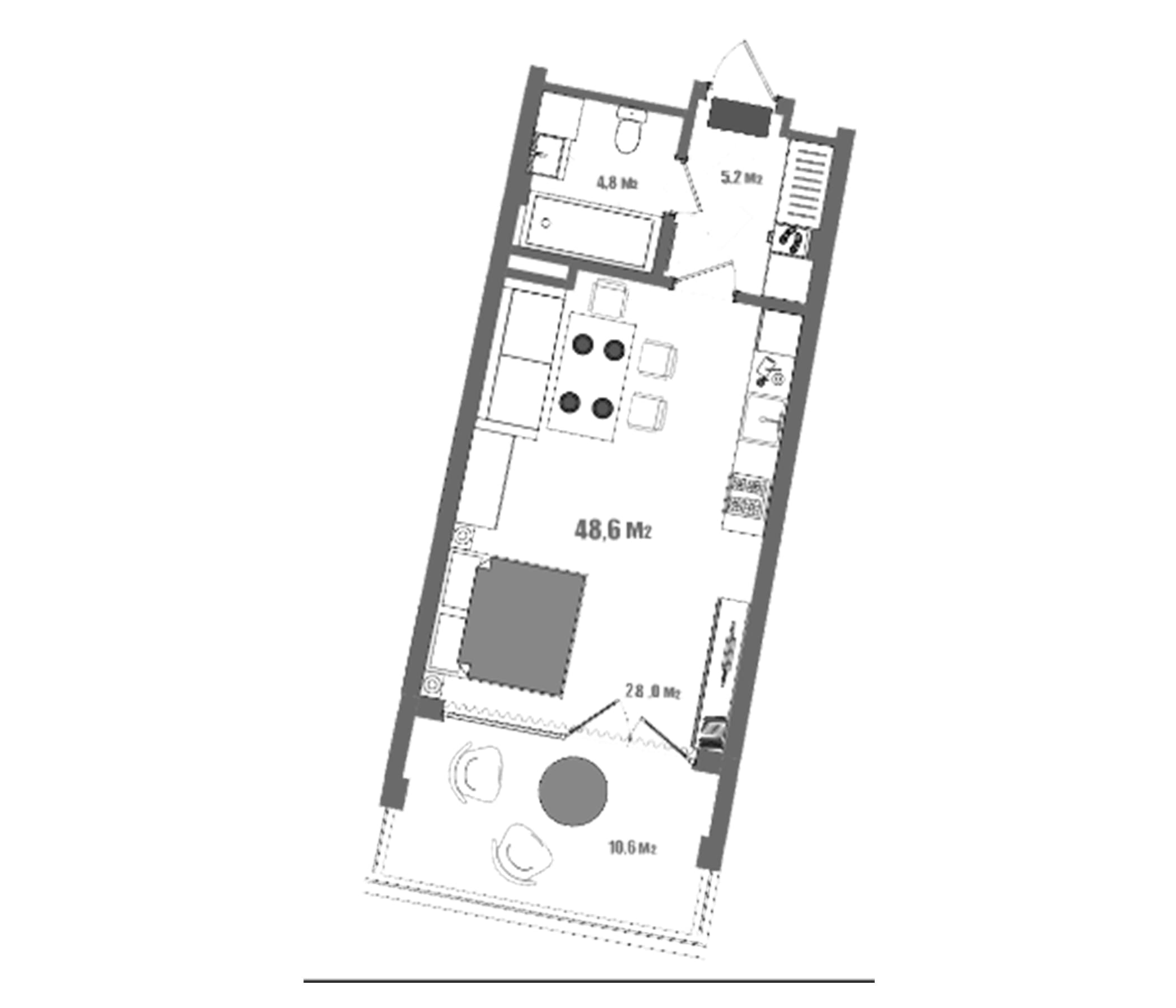 Студия, 38 м²