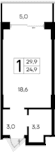 Студия, 24.9 м²