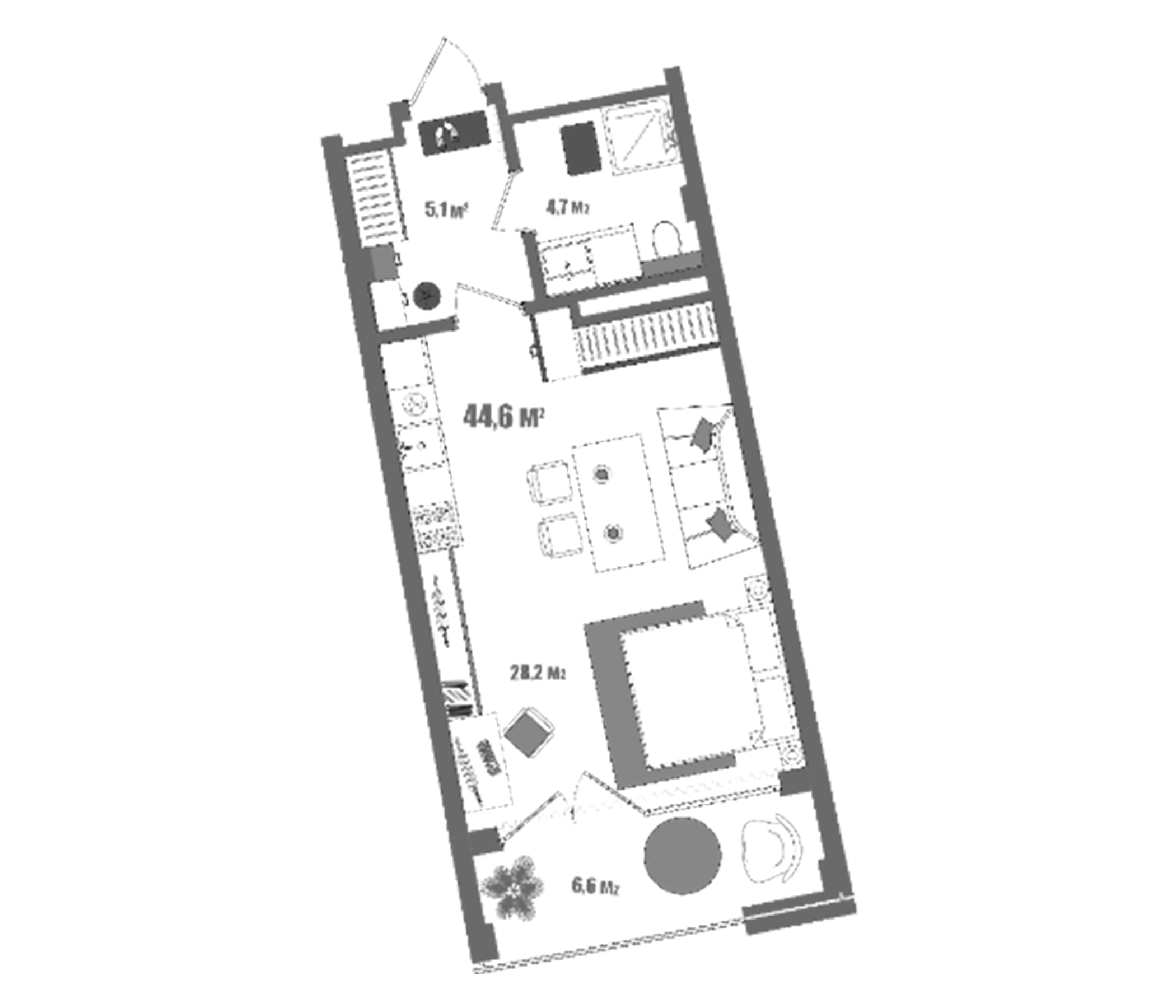 Студия, 38 м²