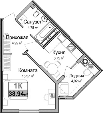1-комн., 31.56 м²