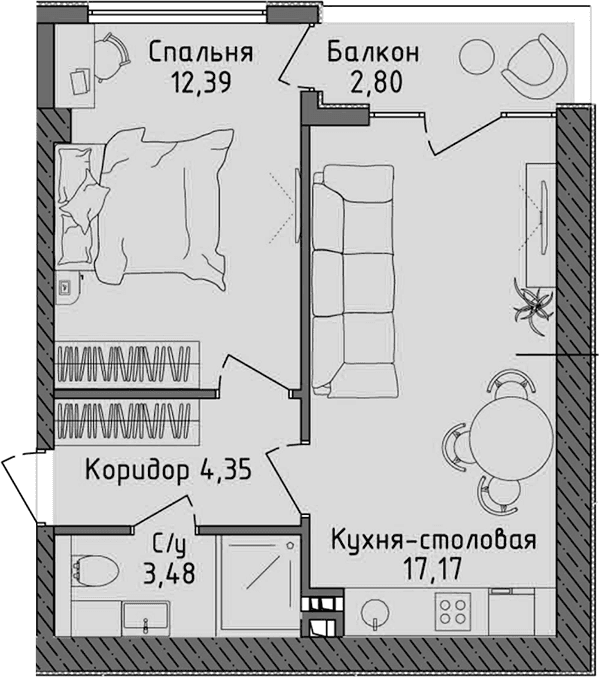 2-комн., 36.24 м²