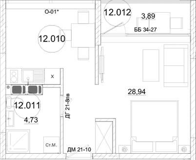 1-комн., 33.58 м²