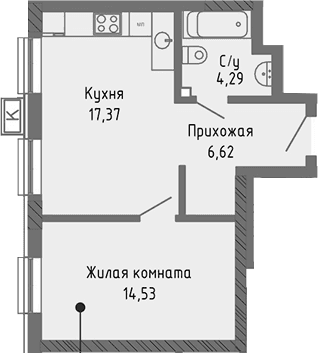 2-комн., 42.81 м²