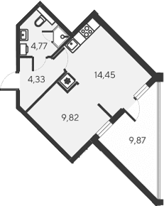 2-комн., 33.37 м²