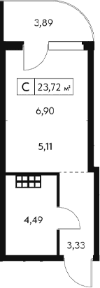 Студия, 22.55 м²