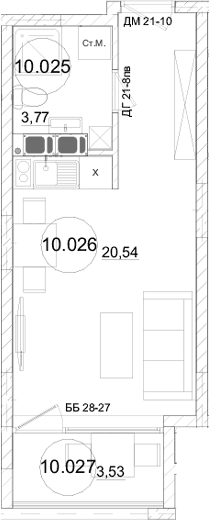 Студия, 24.31 м²