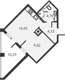 2-комн., 33.38 м²