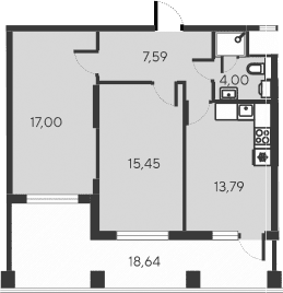 3-комн., 57.83 м²