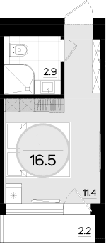 Студия, 14.3 м²