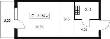 Студия, 26.75 м²
