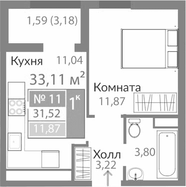 1-комн., 29.93 м²