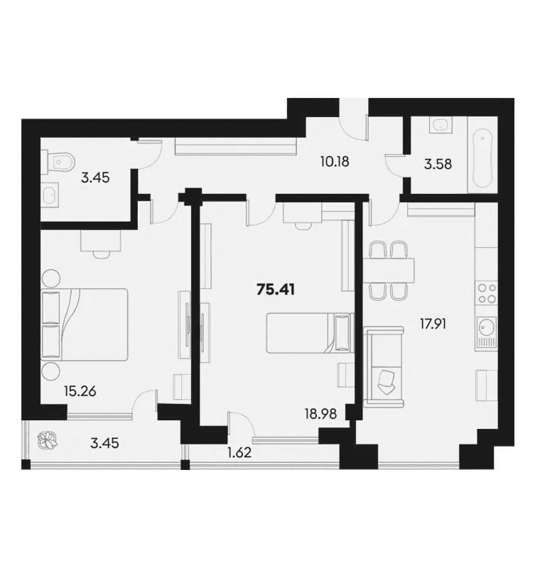 3-комн., 70.34 м²