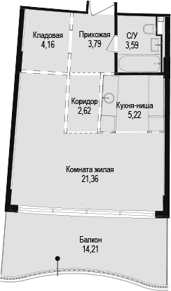 Студия, 40.74 м²