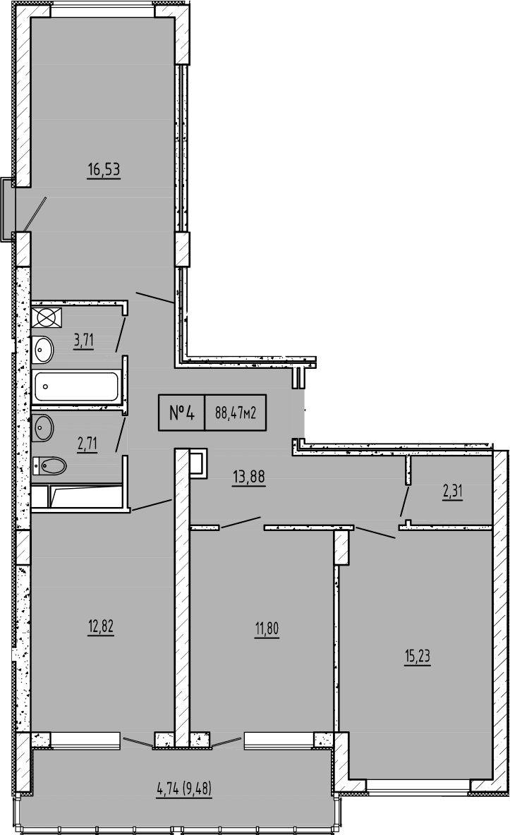 3-комн., 78.99 м²