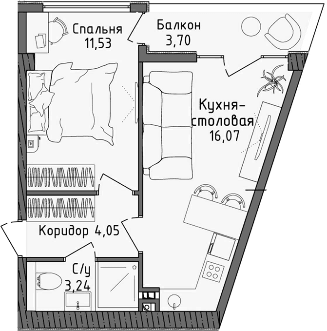 2-комн., 34.89 м²