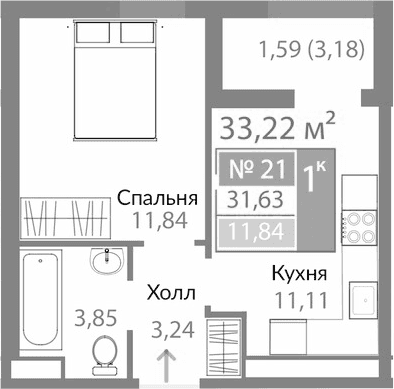 1-комн., 30.05 м²