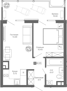 2-комн., 36.03 м²