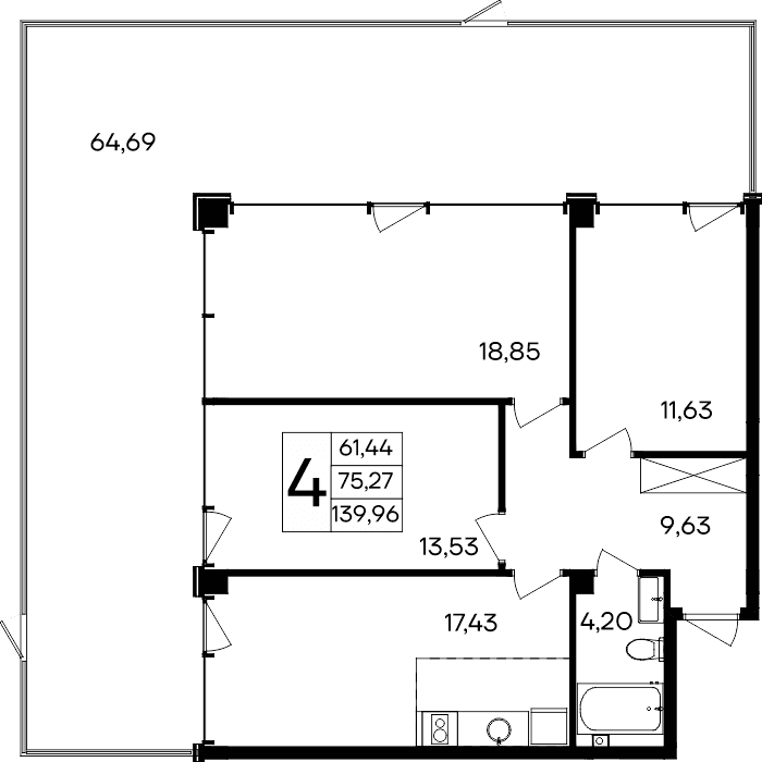 3-комн., 75.27 м²