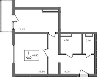 1-комн., 47.6 м²