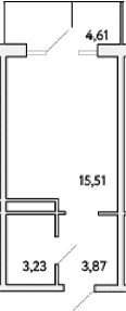 Студия, 22.61 м²