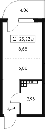 Студия, 24 м²