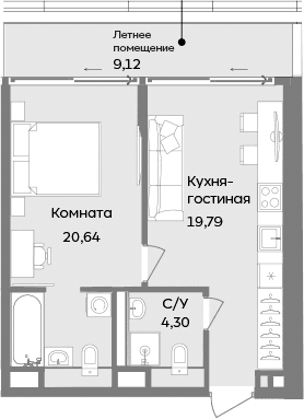 2-комн., 44.73 м²