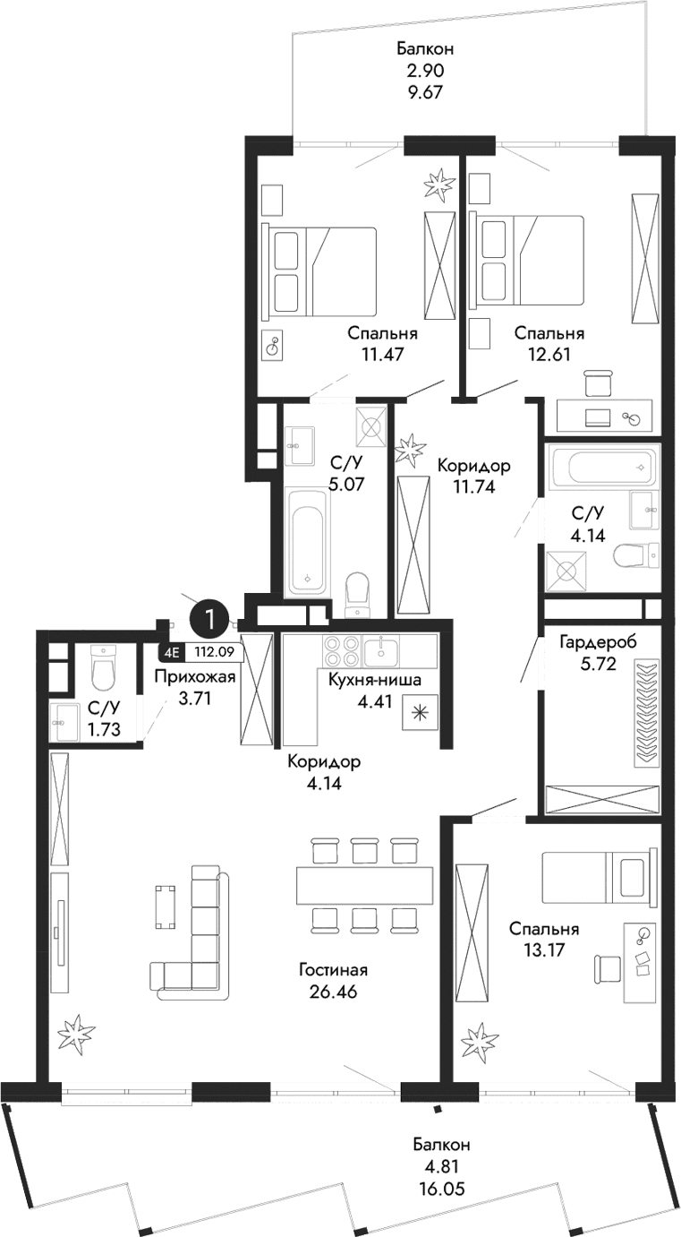 4-комн., 104.38 м²