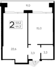 1-комн., 44.2 м²