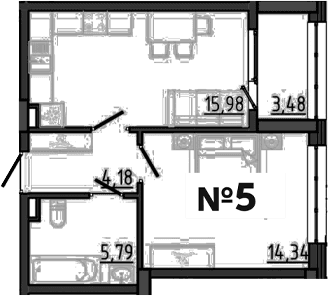 1-комн., 40.29 м²
