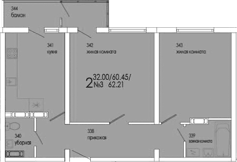 2-комн., 60.45 м²