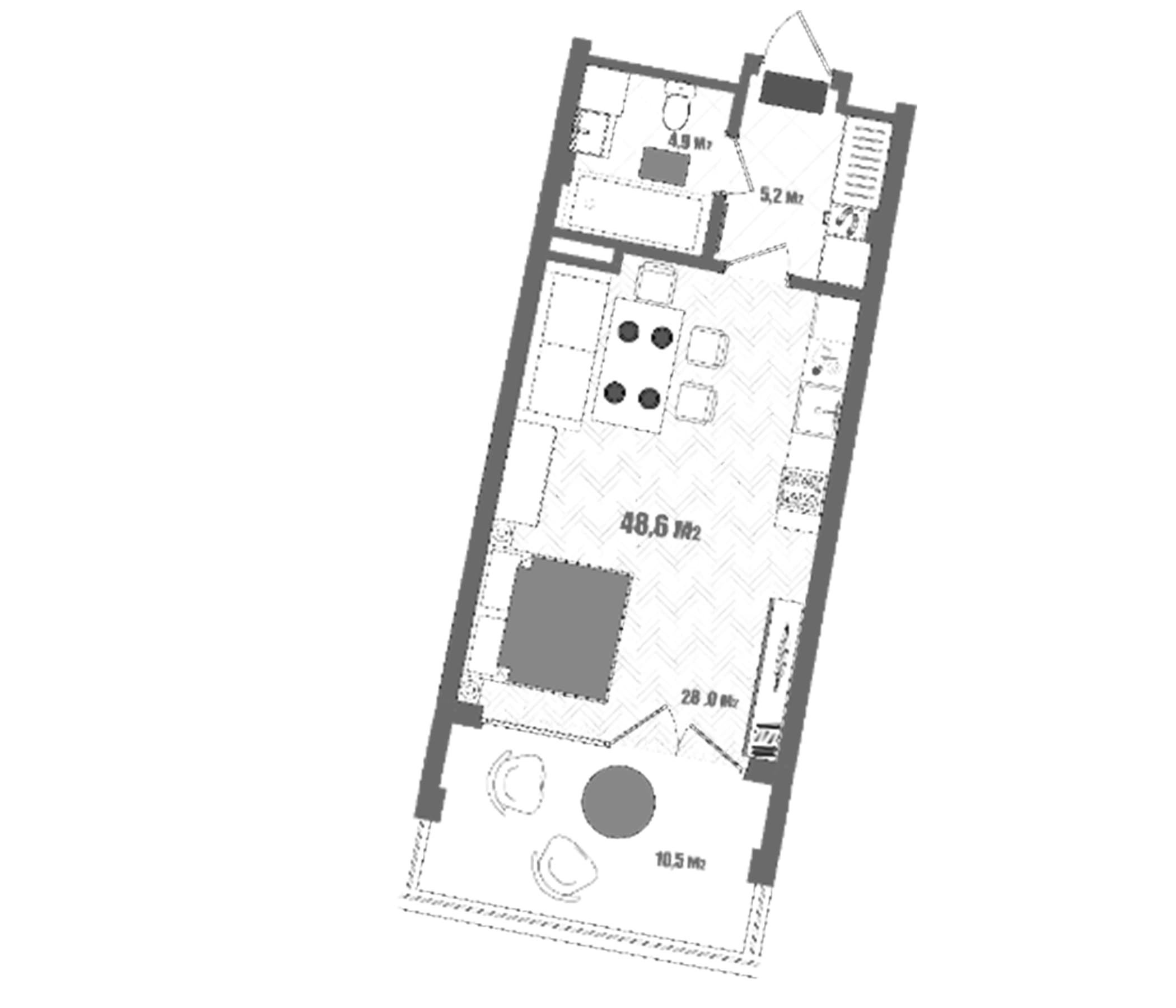 Студия, 38.1 м²