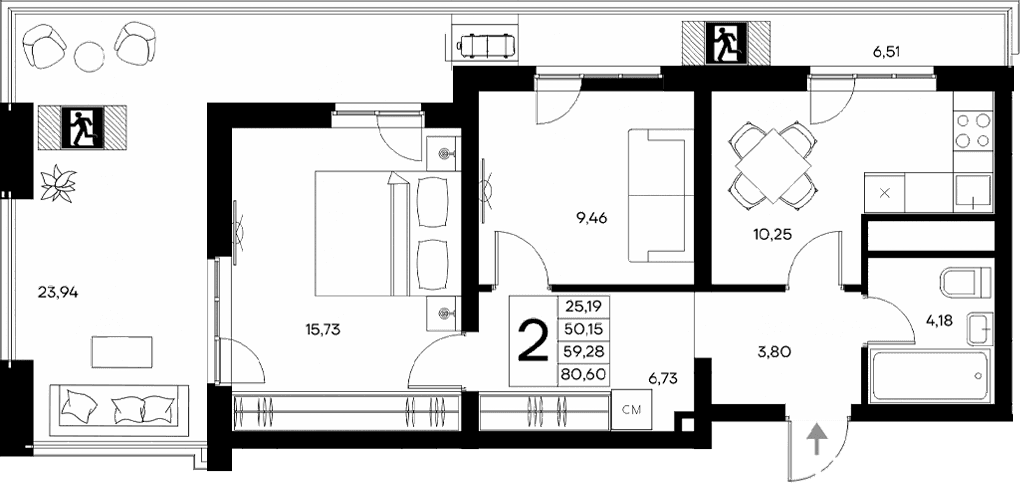 2-комн., 50.15 м²