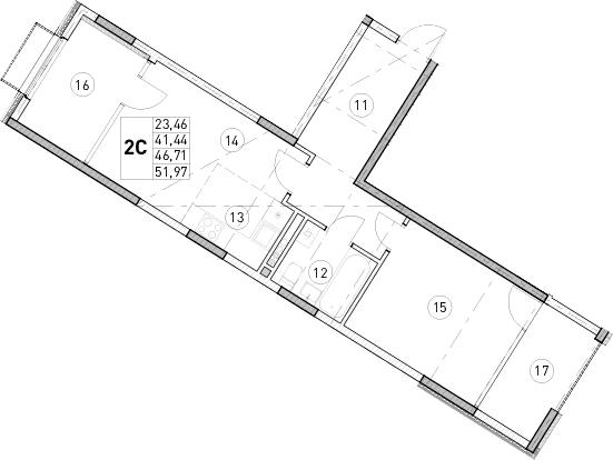 1-комн., 41.44 м²