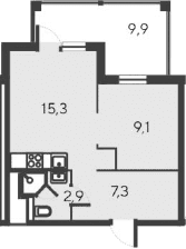 2-комн., 34.6 м²
