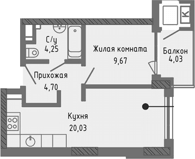 2-комн., 38.65 м²