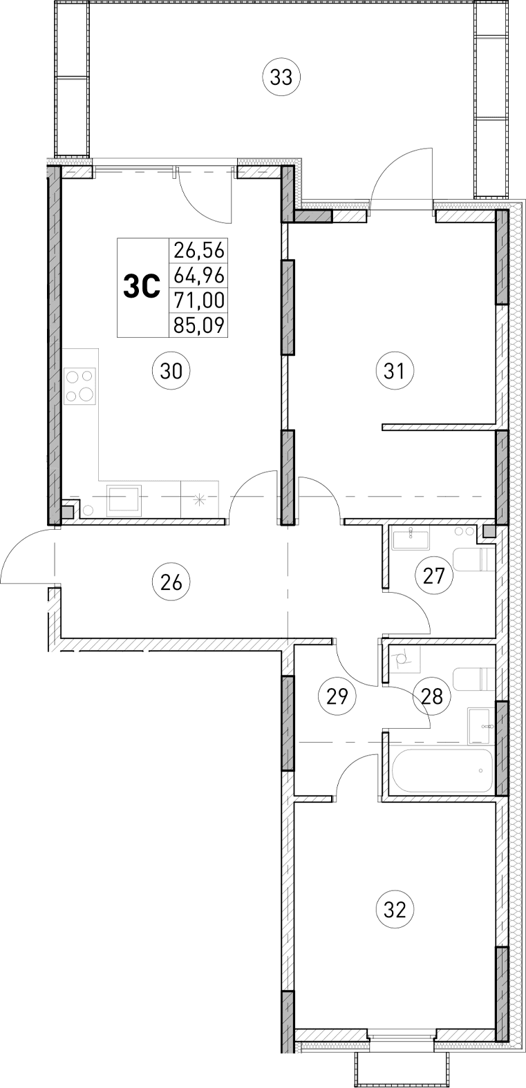 2-комн., 64.96 м²