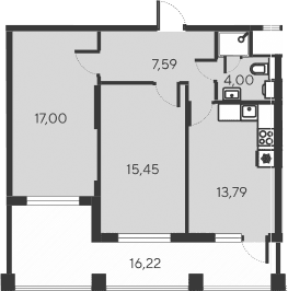 3-комн., 57.83 м²