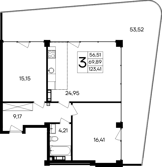 2-комн., 69.89 м²