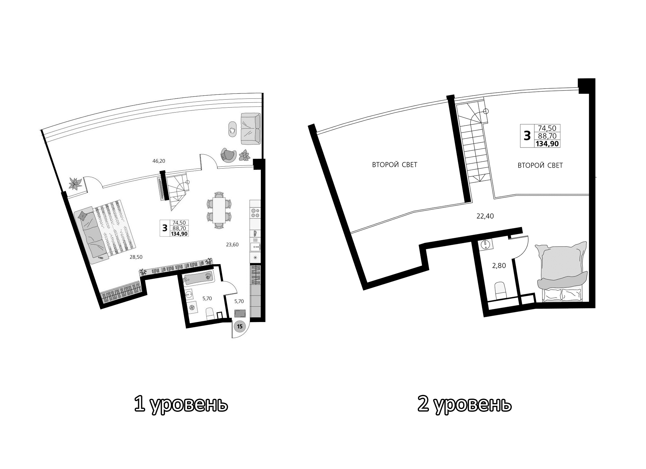 3-комн., 88.7 м²