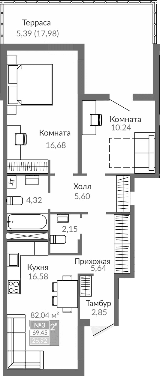 Таунхаусы, 64.06 м²