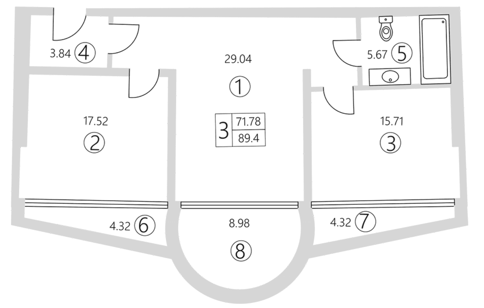 3-комн., 83.78 м²