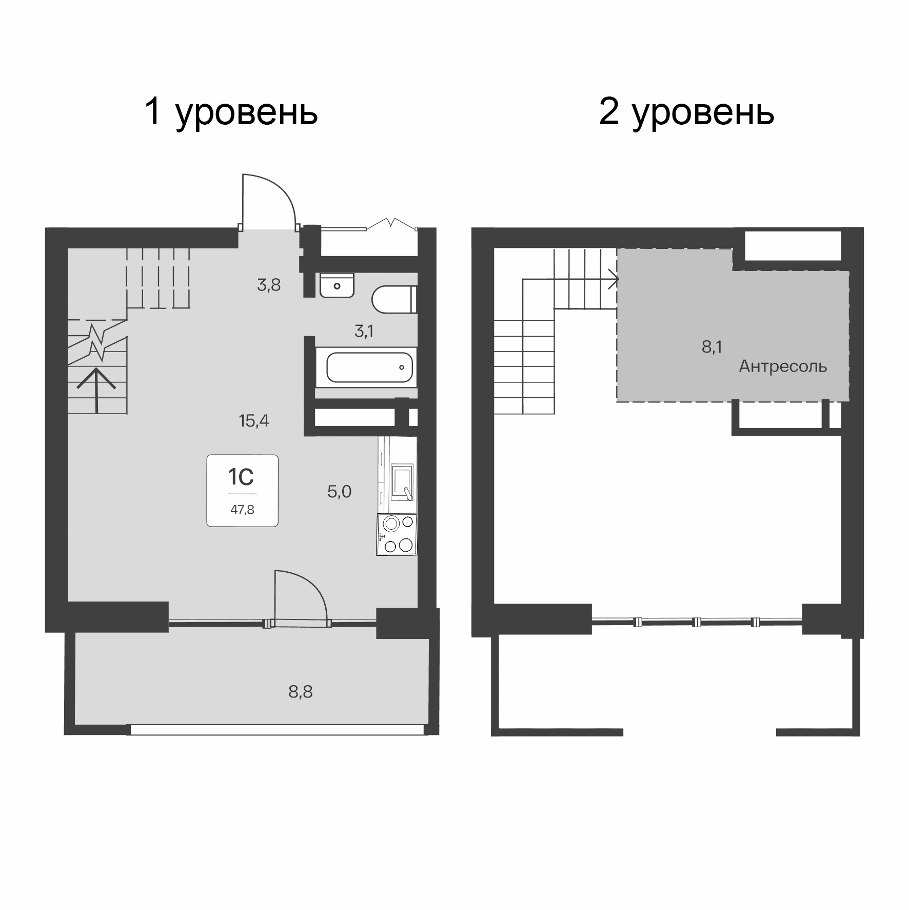 Студия, 39 м²