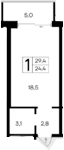 Студия, 24.4 м²