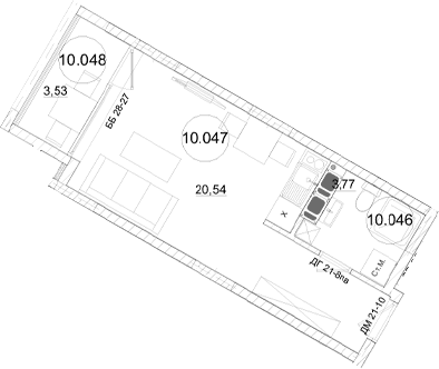 Студия, 24.31 м²