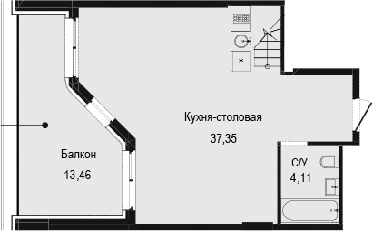 1-комн., 56.25 м²